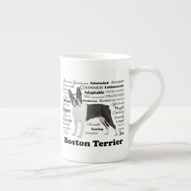 Caneca De Porcelana Boston Terrier traça o osso da China (Direita)