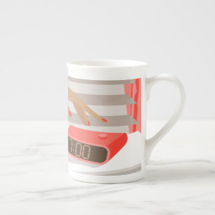 Caneca De Porcelana Botão de snooze do despertador da mão das mulheres