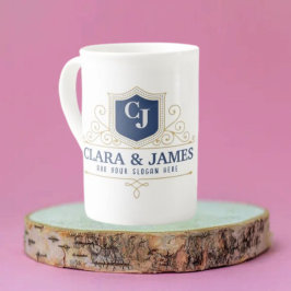 Caneca De Porcelana Bride And Groom Monogram Names Elegant Weeding