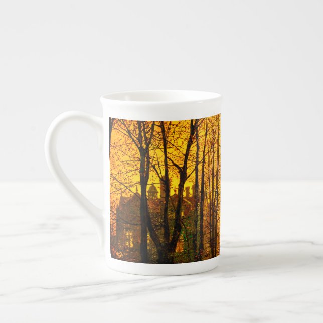 Caneca De Porcelana Brilho de Outubro de John Atkinson Grimshaw (Esquerda)