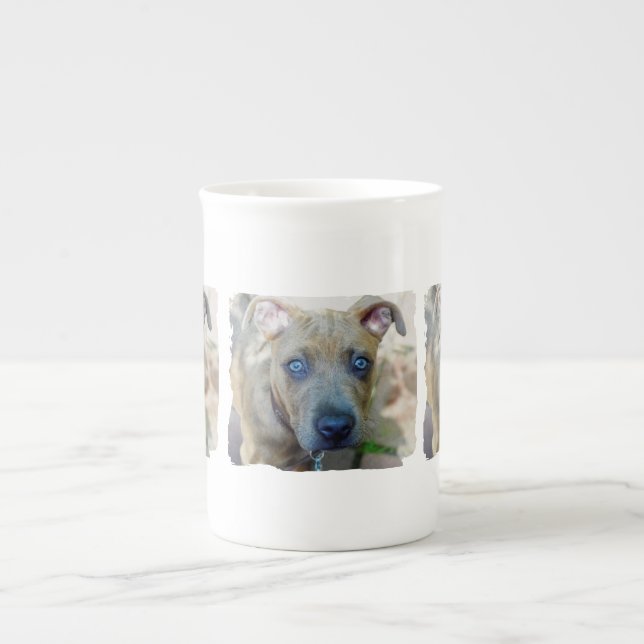 Caneca De Porcelana Brindle Pit Bull Puppy by Shirley Taylor (Frente)