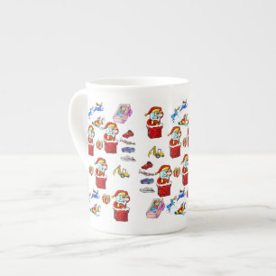 Caneca De Porcelana Brinquedos de Natal felizes, Papais noeis