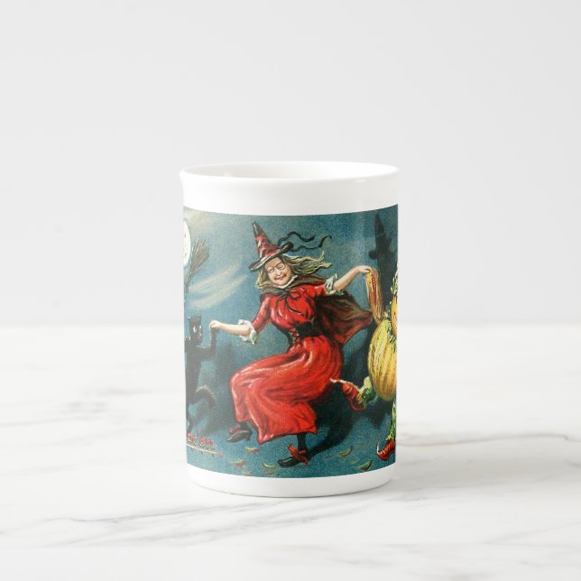 Caneca De Porcelana Bruxa do Dia das Bruxas da dança (Frente)