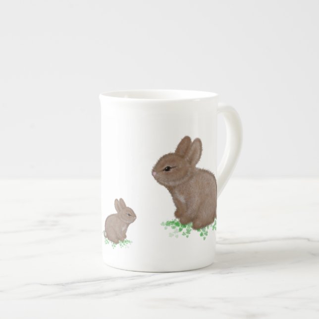 Caneca De Porcelana Bunnies Adoráveis em Clover (Frente Esquerda)
