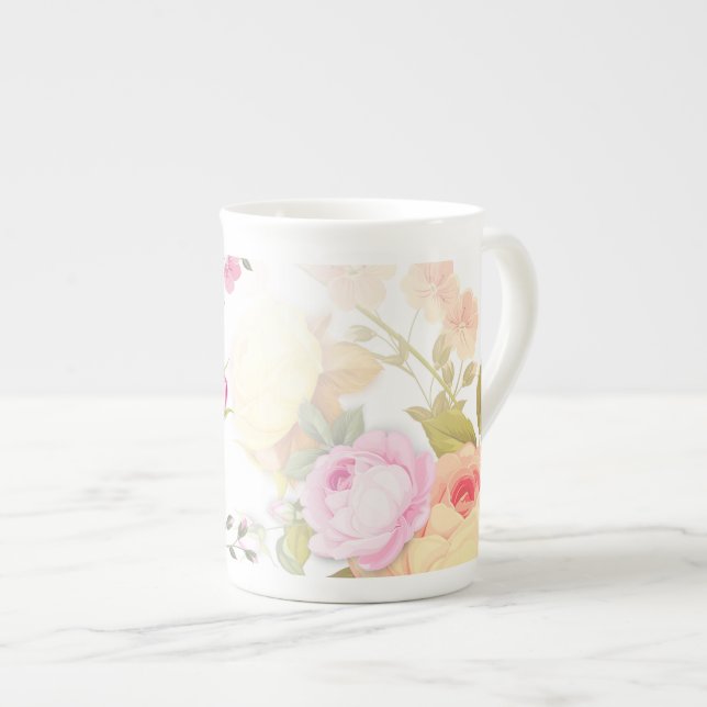 Caneca De Porcelana Buquês dos Rosas 4 (Frente Esquerda)