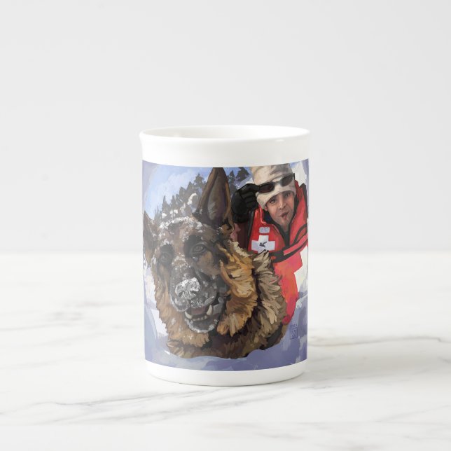 Caneca De Porcelana Busca e resgate alemães de Shepard na neve (Frente)