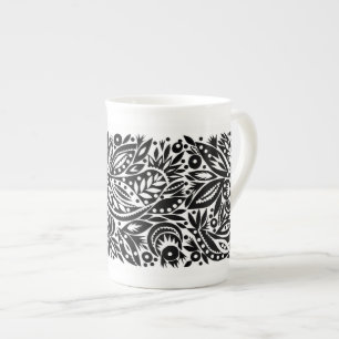 Caneca De Porcelana BW Bird Art Cutouts Bone China Mug