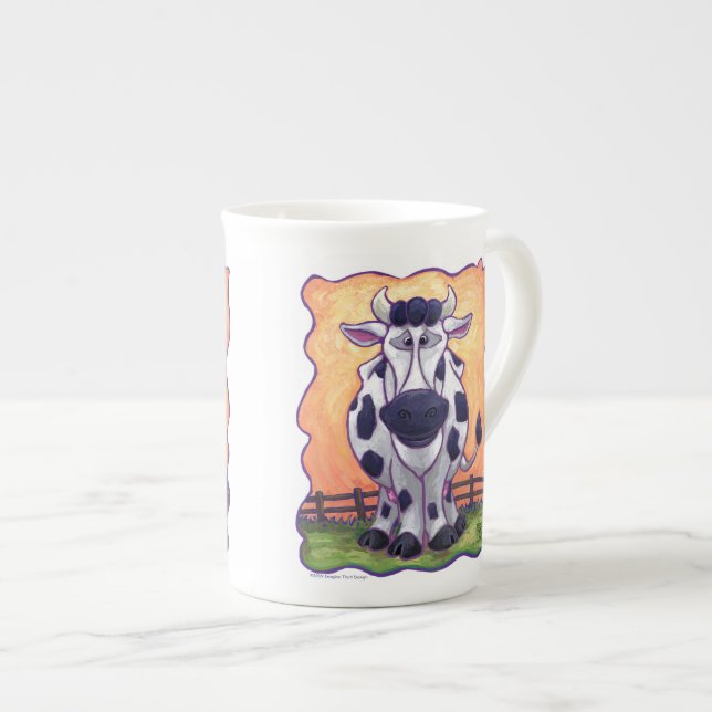 Caneca De Porcelana Cabeças de vaca e caudas de cacau quente (Frente Esquerda)