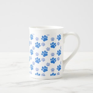 Caneca De Porcelana Cachorro Azul Impressão da Pata Amante de Animais