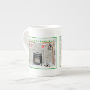 Caneca De Porcelana Cachorro de Natal Kehond por Lareira