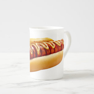 Caneca De Porcelana Cachorro-quente do SlipperyJoe's com vibe de churr