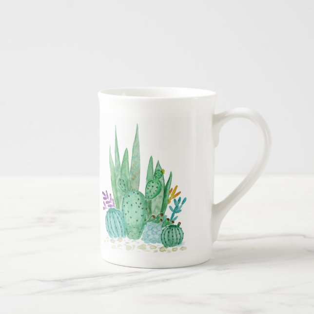 Caneca De Porcelana Cactus, aquarela (Direita)