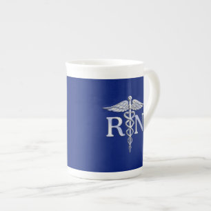 Caneca De Porcelana Caduceus de prata do RN da enfermeira diplomada em