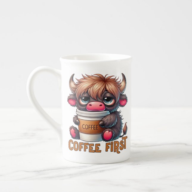 Caneca De Porcelana Café Primeiro  (Esquerda)