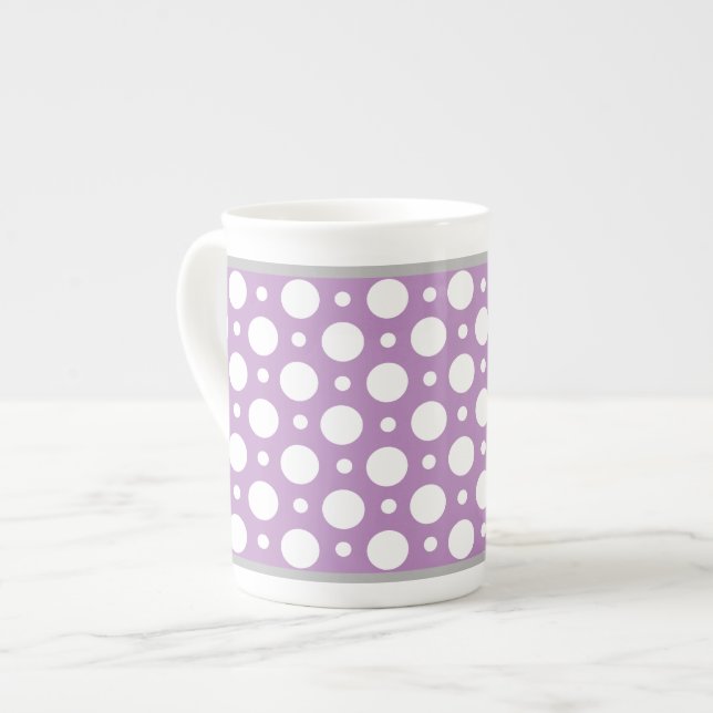 Caneca De Porcelana Cafe Purple Bolinhas Assortadas Osso China Mug (Frente Esquerda)
