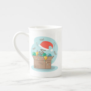 Caneca De Porcelana Caixa de artesanato com decoração de Natal e chapé