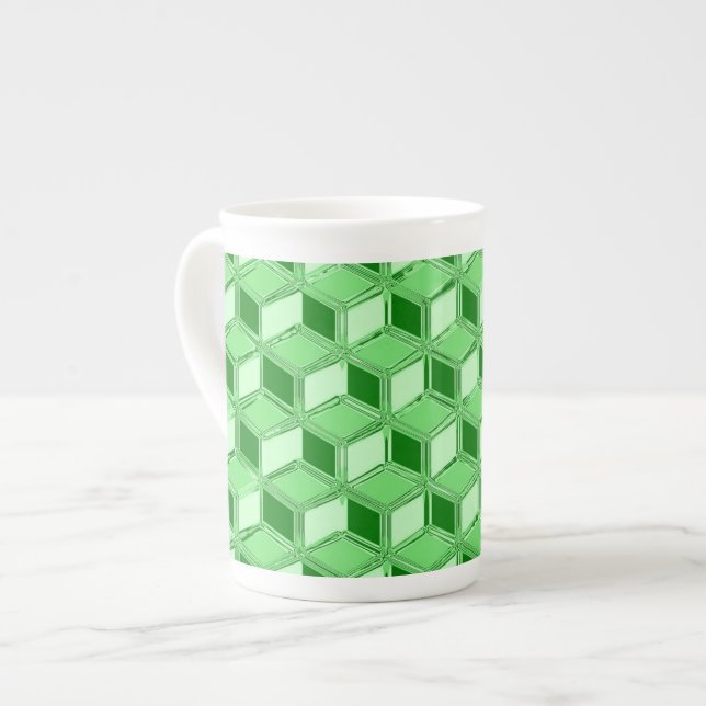 Caneca De Porcelana Caixas 3d cromo - esmeraldo verde (Frente Esquerda)