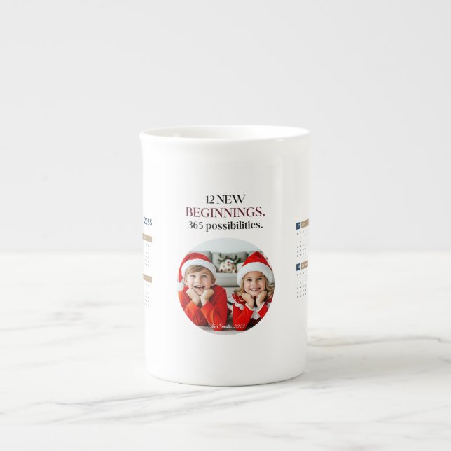 Caneca De Porcelana Calendário Personalizado 2025 (Frente)