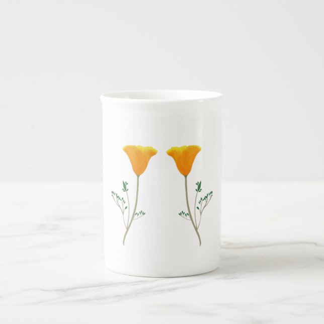 Caneca De Porcelana California Poppy Bone China Mug (Frente)
