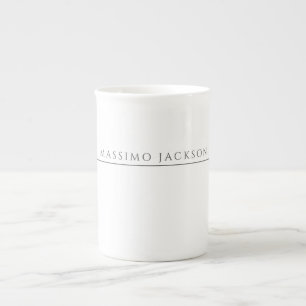 Caneca De Porcelana Caligrafia de Nome Próprio Chic Simples Preto Bran