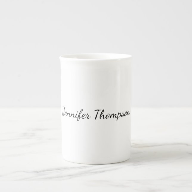 Caneca De Porcelana Caligrafia Elegante Simples Nome Simples (Frente)