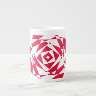 Caneca De Porcelana Cama de Abstrato branco e vermelho Illusão óssea C