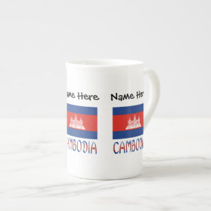 Caneca De Porcelana Camboja: Bandeira Negra Personalizada no Camboja