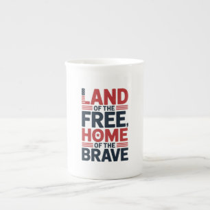Caneca De Porcelana Camisa EUA Terra Livre Lar dos Bravos