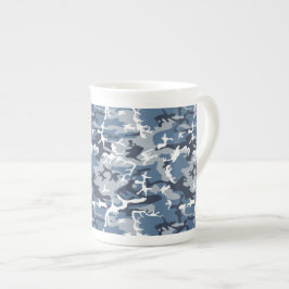 Caneca De Porcelana Camuflagem Azul de Neve de Inverno, Militar, Exérc