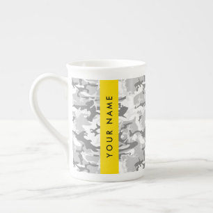 Caneca De Porcelana Camuflagem Cinza Neve de Inverno Personalize seu n