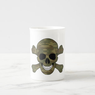 Caneca De Porcelana Camuflagem Crânio E Crossbones