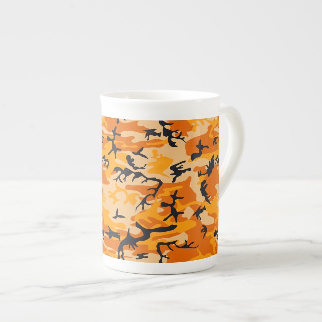 Caneca De Porcelana Camuflagem Laranja, Militar, Exército (Frente Esquerda)