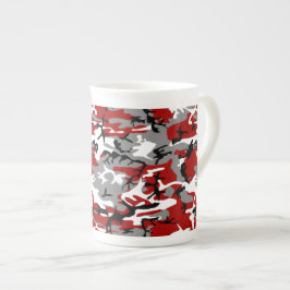 Caneca De Porcelana Camuflagem Vermelha e Cinza, Militar, Exército