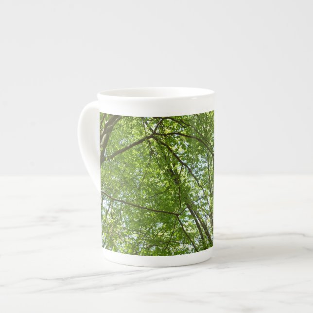 Caneca De Porcelana Canopia de Primavera deixa cena ecológica (Frente Esquerda)
