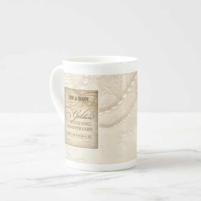 Caneca De Porcelana Capas personalizáveis de 50º aniversário de casame (Frente Esquerda)
