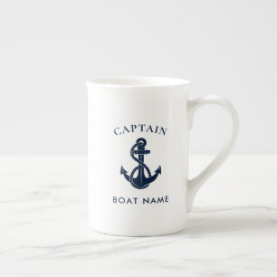 Caneca De Porcelana Capitão Náutico Personalizado Âncora de Barco Mari