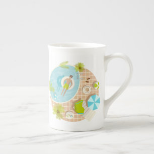 Caneca De Porcelana Cara de natação na praia tropical de verão