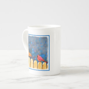 Caneca De Porcelana Cardeais na pintura de cerca - Arte original