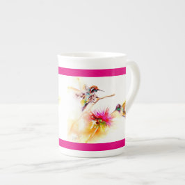 Caneca De Porcelana "Cardo para" impressão do colibri dois