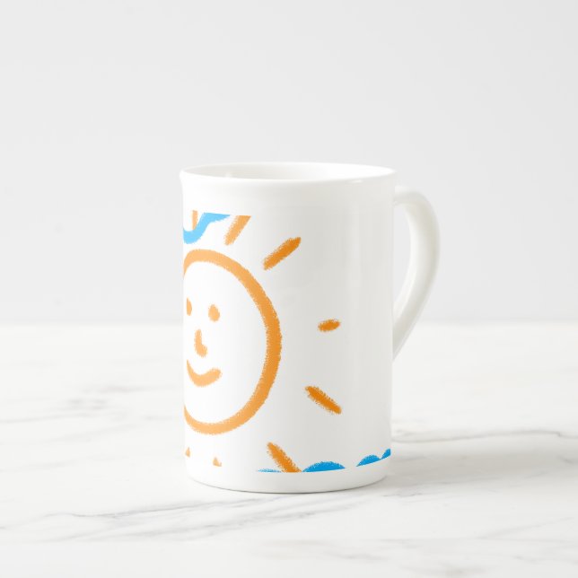 Caneca De Porcelana Carregar Crianças de Desenho Transformando Trabalh (Frente Esquerda)