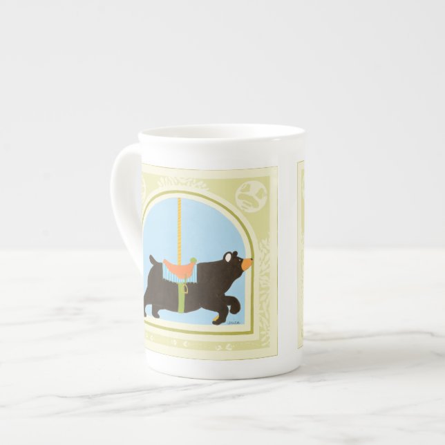 Caneca De Porcelana Carrossel Bear por June Erica Vess (Frente Esquerda)