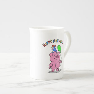 Caneca De Porcelana Cartografia de Birthday Pig   escolher cor de fund