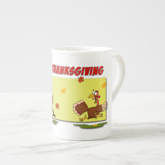 Caneca De Porcelana Cartoon de Ação de Graças brilhante e divertido do