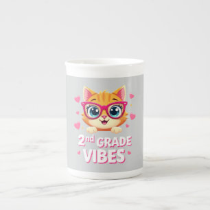 Caneca De Porcelana Cartoon de Gato Bonito com Óculos - Víblias segund