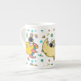 Caneca De Porcelana Cartoon espacial astronauta