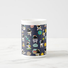 Caneca De Porcelana Cartoon espacial astronauta