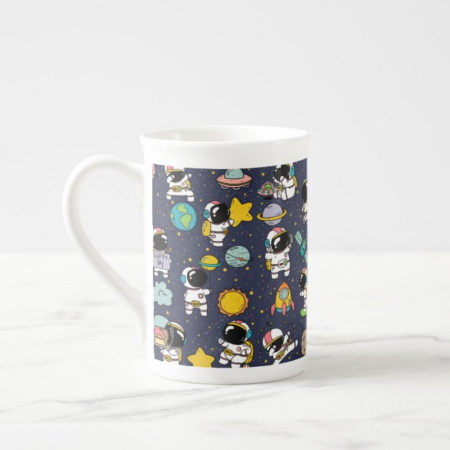Caneca De Porcelana Cartoon espacial astronauta (Esquerda)