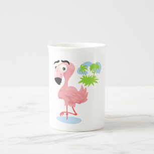 Caneca De Porcelana Cartoon Flamingo Bone China Mug