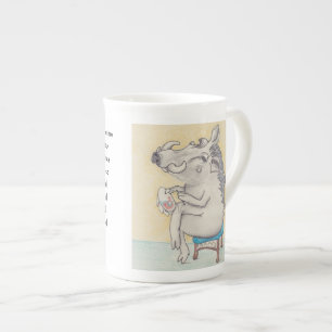 Caneca De Porcelana Cartum warthog trabalhando em aro bordado