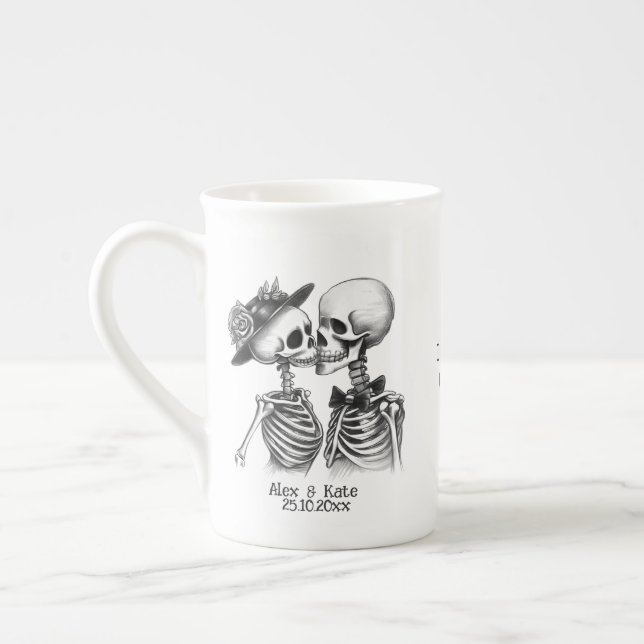 Caneca De Porcelana Casal Skeleton (Esquerda)